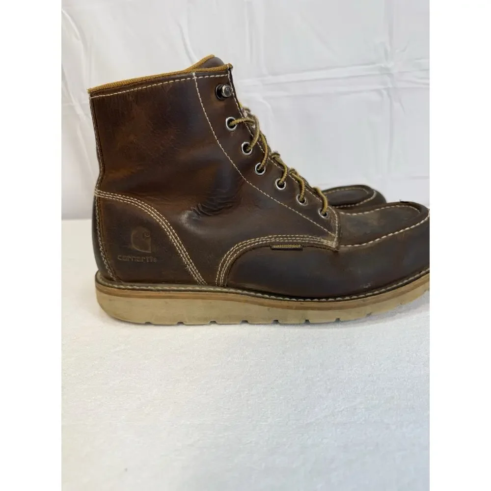Carhartt Men’s 11 Work Boots Leather Brown Moc Toe Waterproof EH CMW6095 Wedge